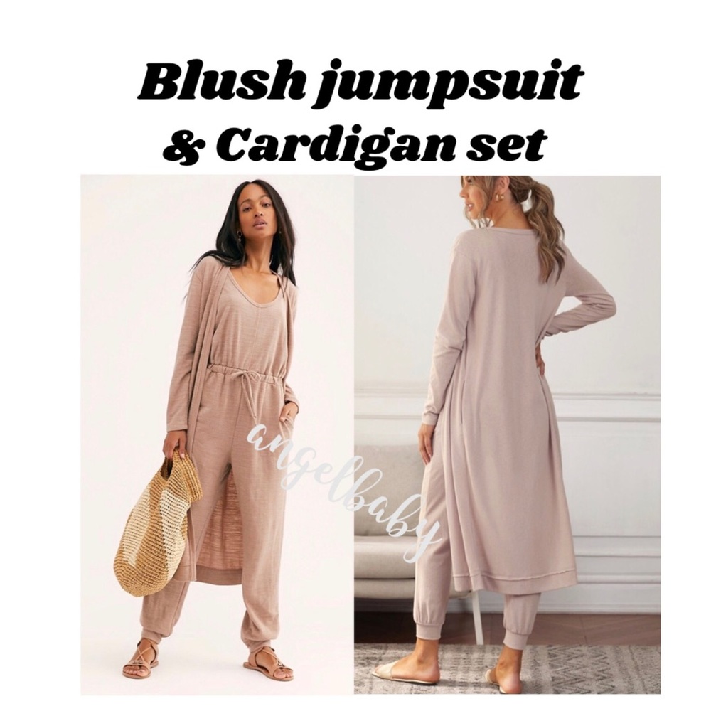 Blush Jumpsuit & Cardigan Lounge Set! - Picture 5 of 16